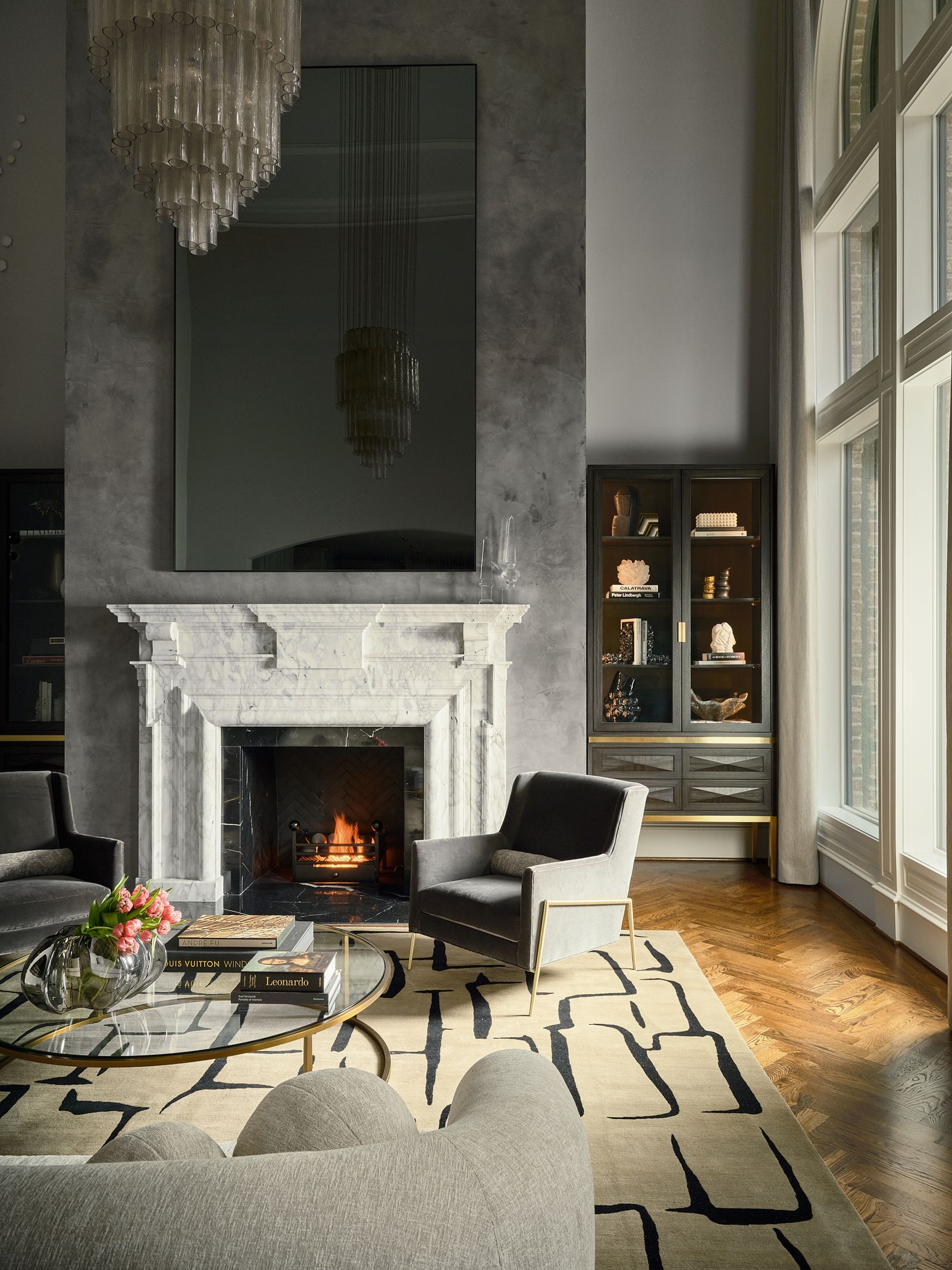 Sophisticated wallpapered interior